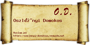 Oszlányi Domokos névjegykártya